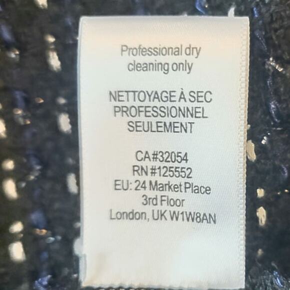 Dolan Tweed Collarless Open Front Jacket with Peplum Black/Blue Size Small - Picture 4 of 6